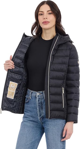 Michael Kors Women's Packable Puffer Jacket, Lightweight Down Alternative