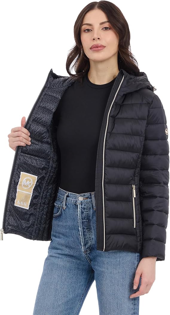 Michael Kors Women's Packable Puffer Jacket, Lightweight Down Alternative