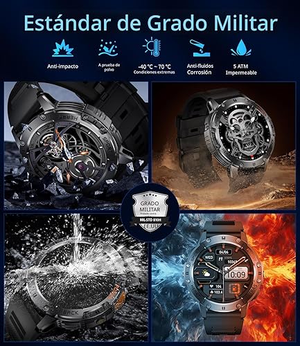 Vista 2 de Military Smart Watches for Men for Android/iPhone-1.43'' Amoled Display Fitness Watch with Heart Rate/SpO2/Sleep Monitor/100+