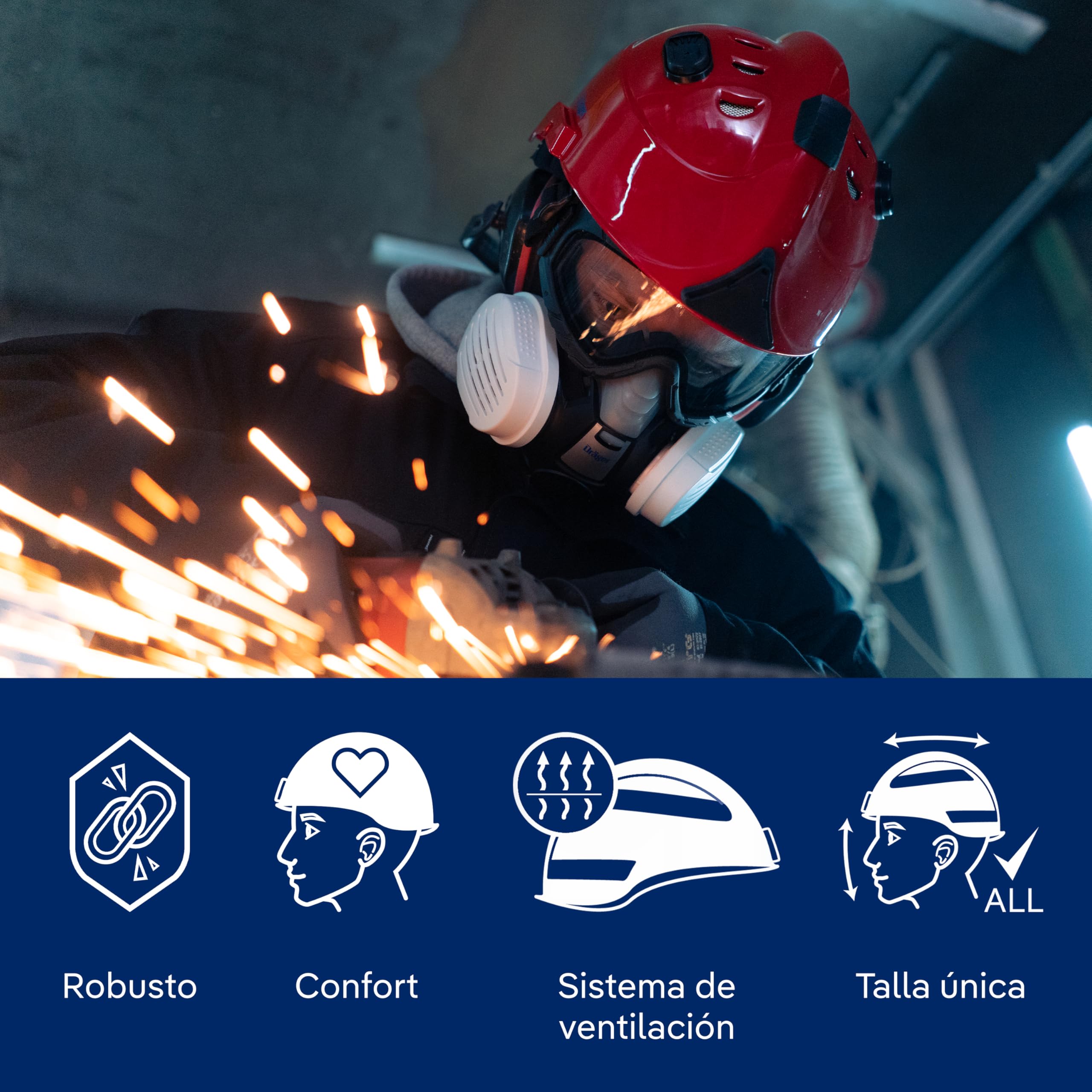 Dräger HPS 3500 Premium Casco Profesional de Seguridad con Malla metálica y Orejeras |Protección para Trabajo Forestal con motosierras, desbrozadoras | Incluye orejeras protectoras