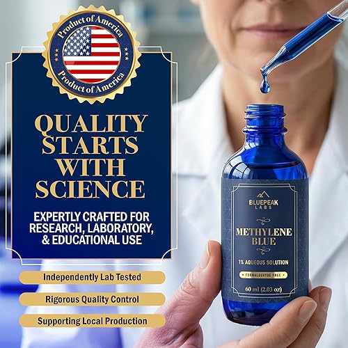 Miniatura 3 de Gotas de azul de metileno, sin formaldehído, grado farmacéutico azul de metileno, compuesto de laboratorio de alta pureza, solución al 1%, probado