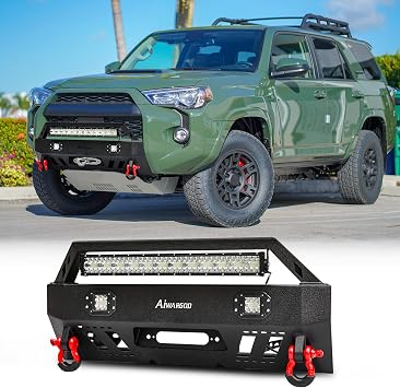 4 Runner Front Bumper Fits 2010-2024 5th Gen 4 Runner Except 2010-2013 SR5 Offroad Front Bumper Black with LED Light