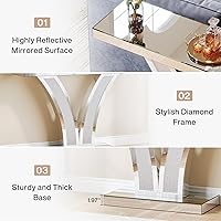 Vista 6 de Tribesigns Mesa de consola con espejo, moderna mesa de sofá de entrada plateada con marcos de incrustaciones de cristal para sala de estar, pasillo