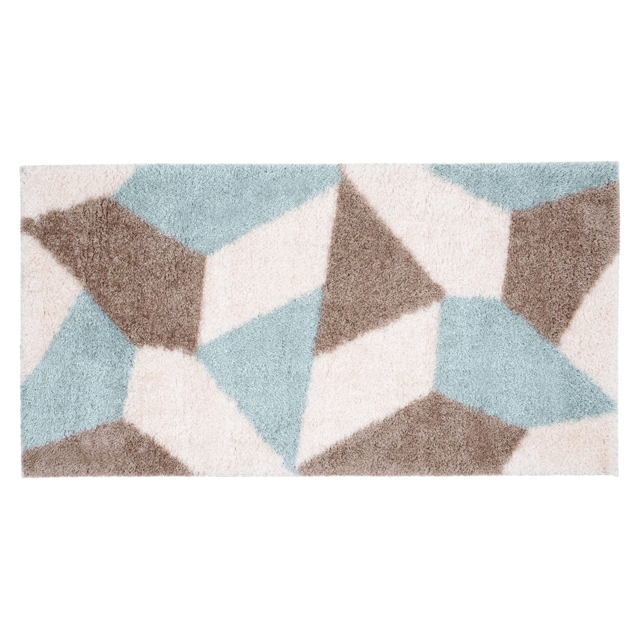 Tapis Puffy 431 beige et bleu canard 80x150 cm pour salon