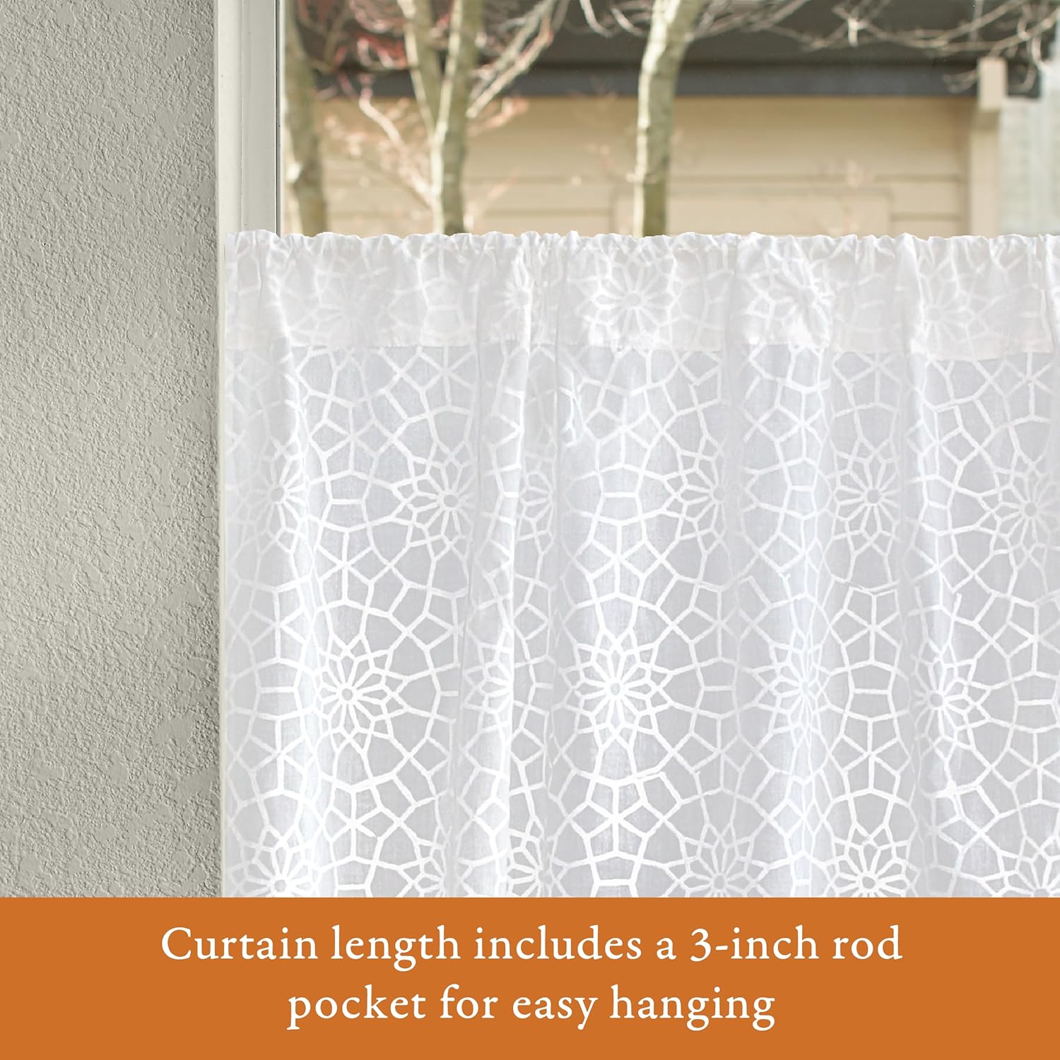 Saffron Marigold Half Kitchen Cotton Curtains for Small Windows, Bathroom and Cafe Hand Block Printed Royal Mansour Modern Boho Design - 44x30 Inches