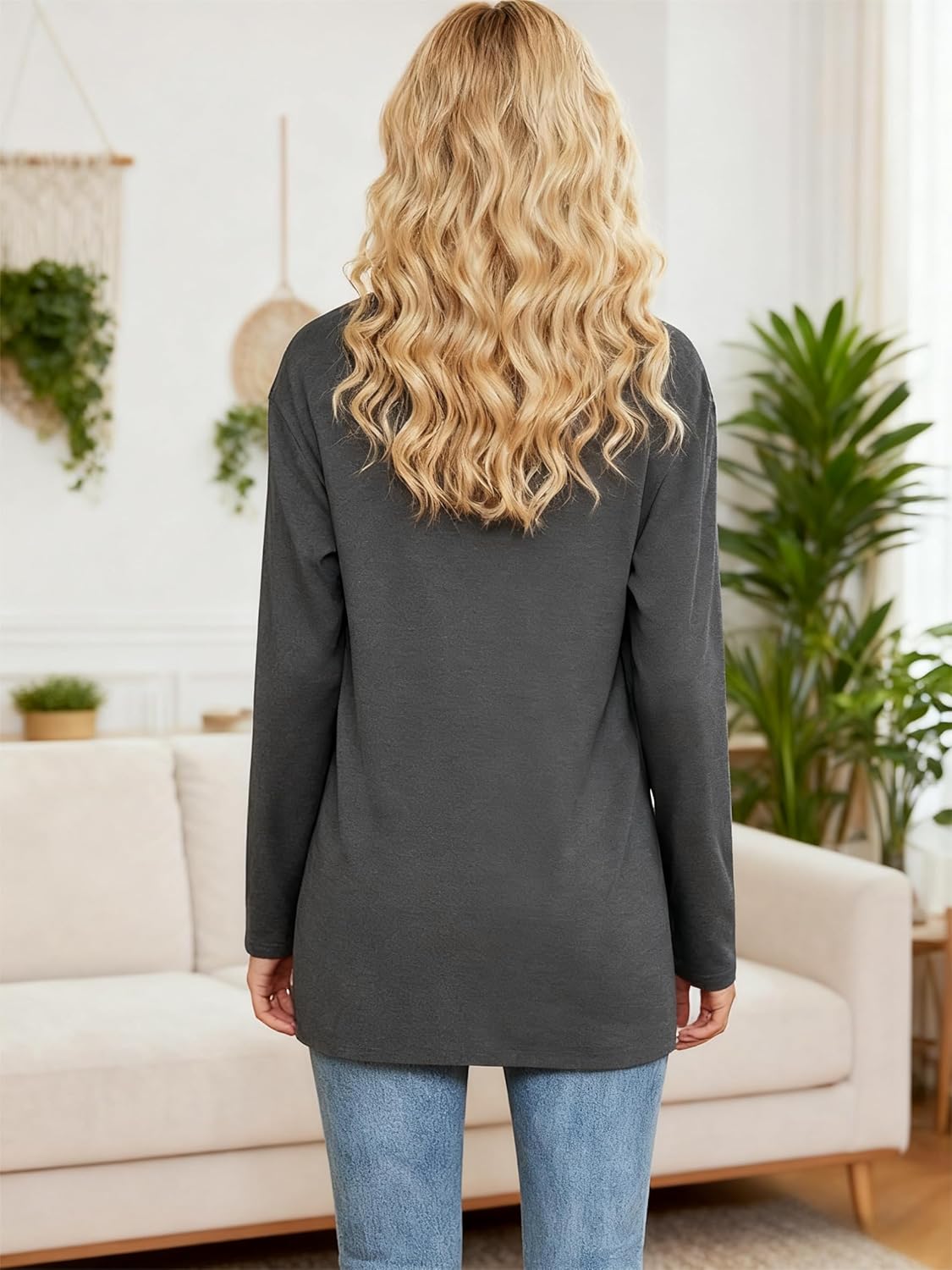 Women's Long Sleeve Lightweight Cardigan Sweaters with Pockets Casual Loose Fit Open Front Jacket Coat - Image 6