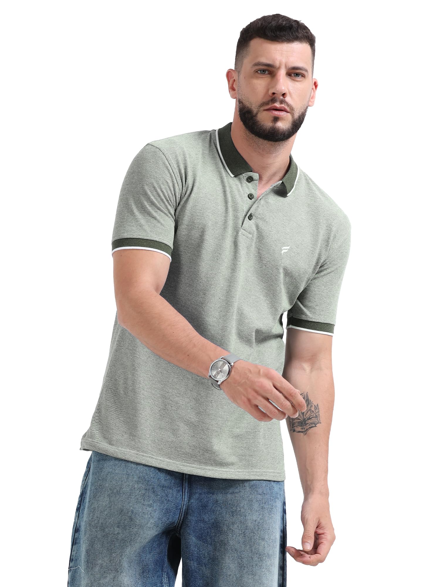 fanideaz Mens Half Sleeve Cotton Bird Eye Textured Branded Polo T-Shirt for Mens Stylish Tshirt for Men Regular fit Half Sleeve Classic Collar Polo Tshirt-picture-37