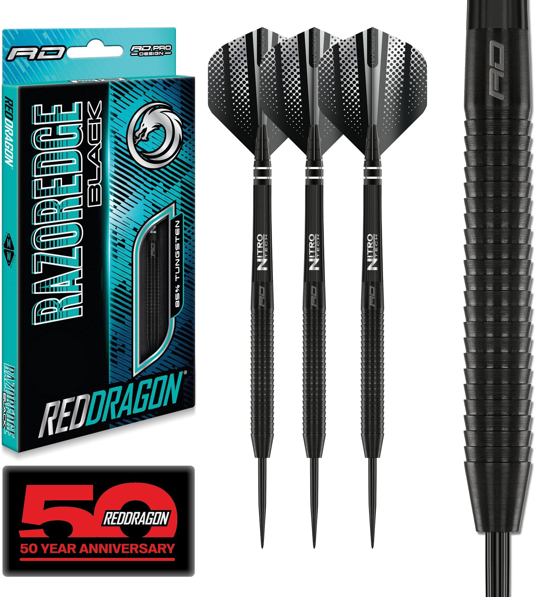 - RED DRAGON Razor Edge Black 20g, 22g, 23g, 24g, 26g, 28g Steeltip or 18g Softip Tungsten Darts with Flights and Stems