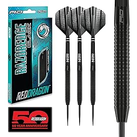 RED DRAGON Razor Edge Black 23g Tungsten Darts with Flights and Stems
