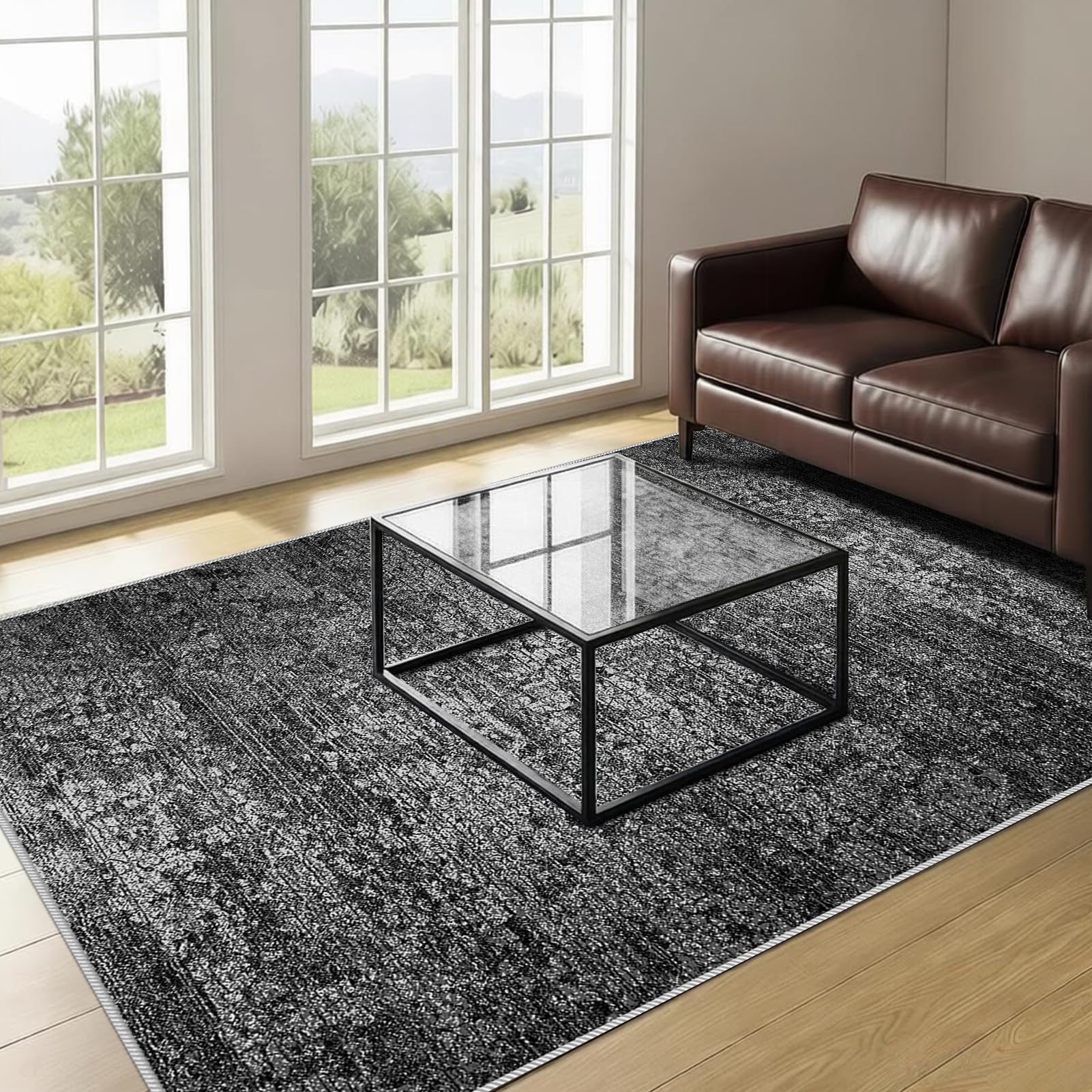 Dywan do salonu, nadający się do prania w pralce, 90 x 130 cm Antypoślizgowy spód łóżka, mata podłogowa do kuchni, dywan do jadalni do wnętrz, dywan dziecięcy do sypialni, dywanik do