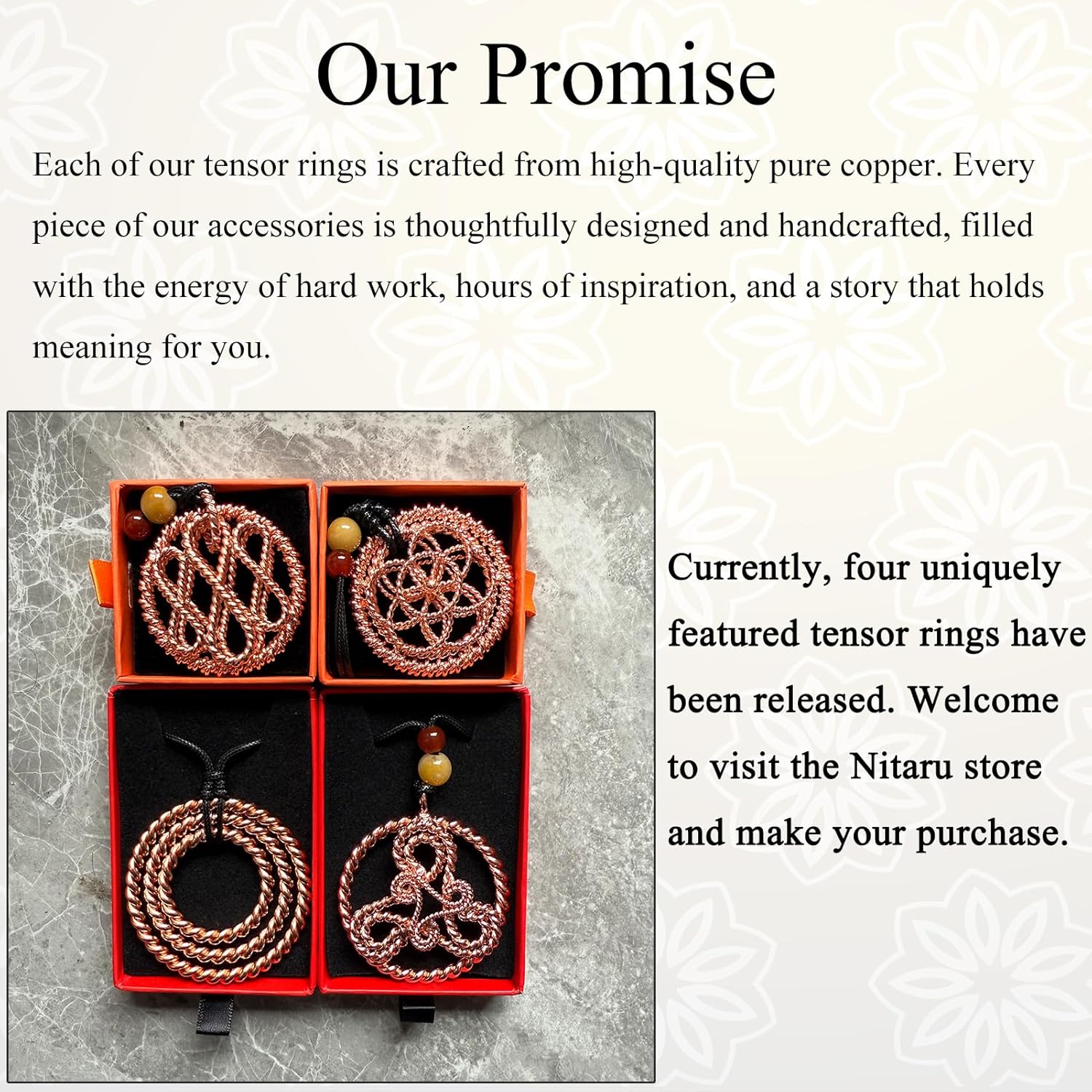 Lotus of Life Tensor Ring Necklace – Sacred & Lost Cubit Frequencies, Pure Copper & Gold Plated Pendant with Red Agate & Yellow Jade Beads for Meditation, Balance & Spiritual Focus - Image 3