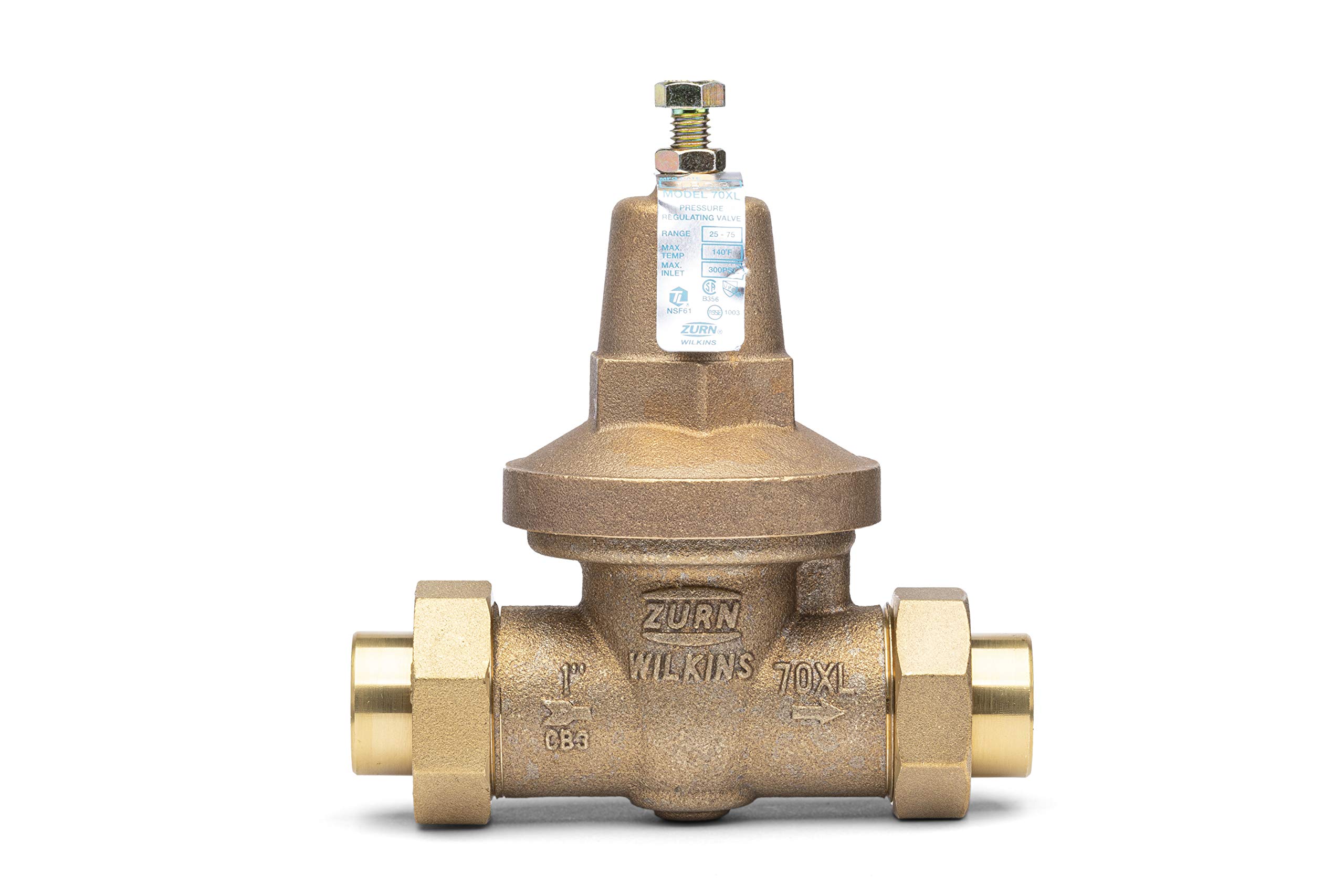 Photo 1 of Zurn Wilkins 1-70XLDUC 1" 70XL Pressure Reducing Valve with Double Union FNPT Connection and FC (Cop/ Sweat) Union Connection