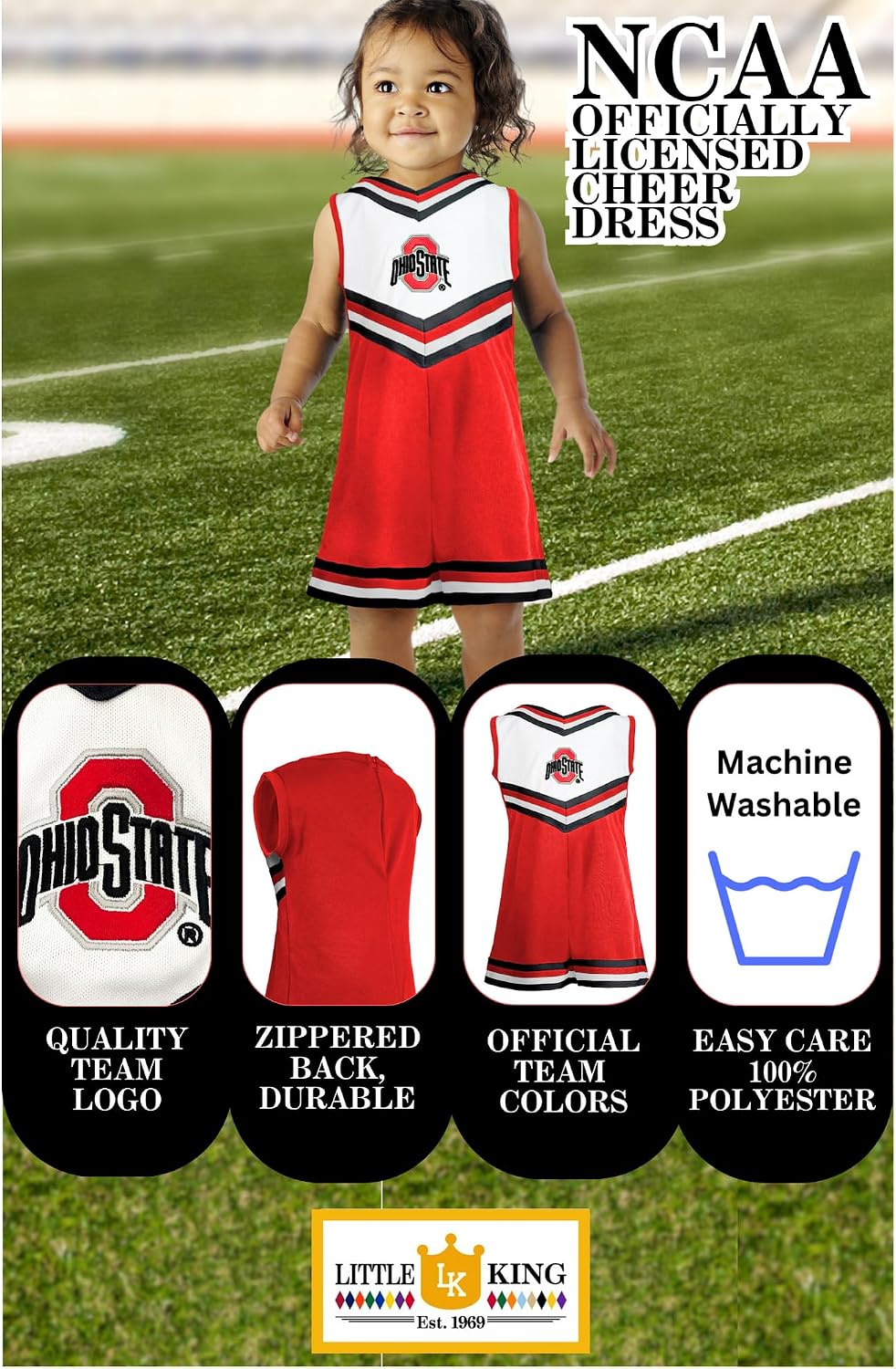 Little King NCAA Toddler/Youth Girls Team Cheer Jumper Dress-Sizes 2T 3T 4T 6