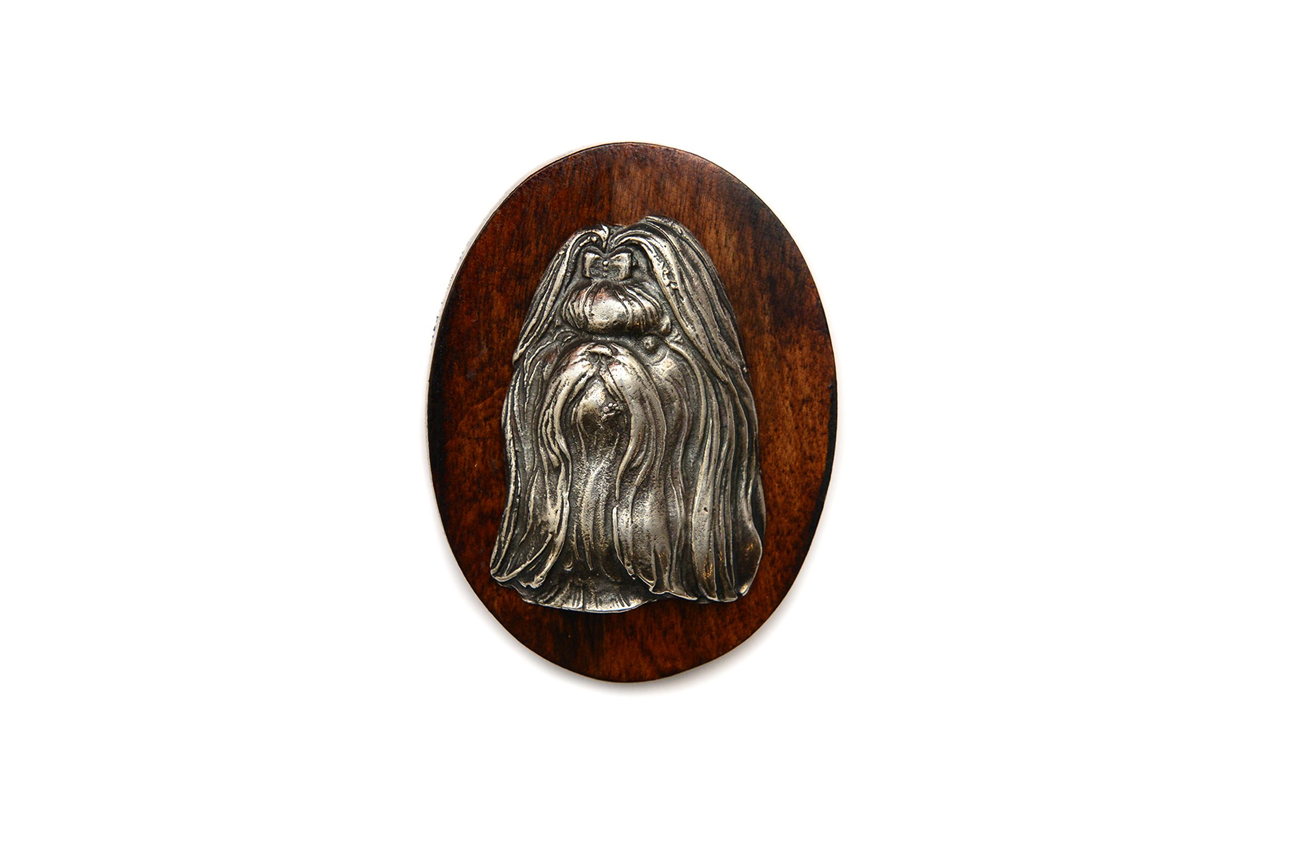 Art-Dog Dog Show Ring Clip Number Holder - Brooch with Clip Dog Show Exhibit Number Holder - Handmade Dog Show Accessory – Dog Tag Clip 7x5cm – Shih-Tzu longhaired I — image 1