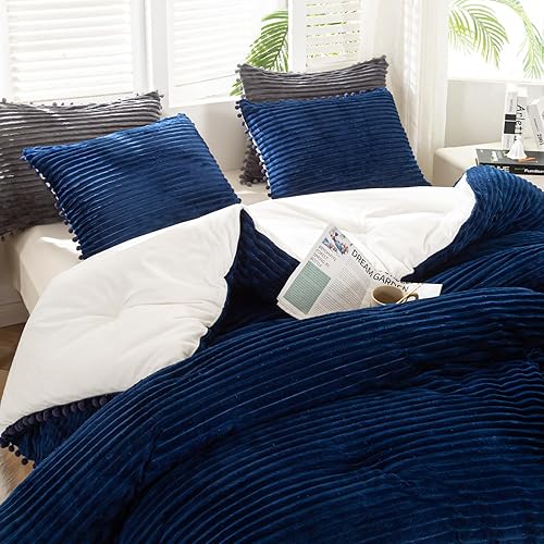 GOHOME Juego de edredón de 3 piezas tamaño Queen  Los juegos de ropa de cama de forro polar sherpa ultra suave incluyen fundas de almohada,