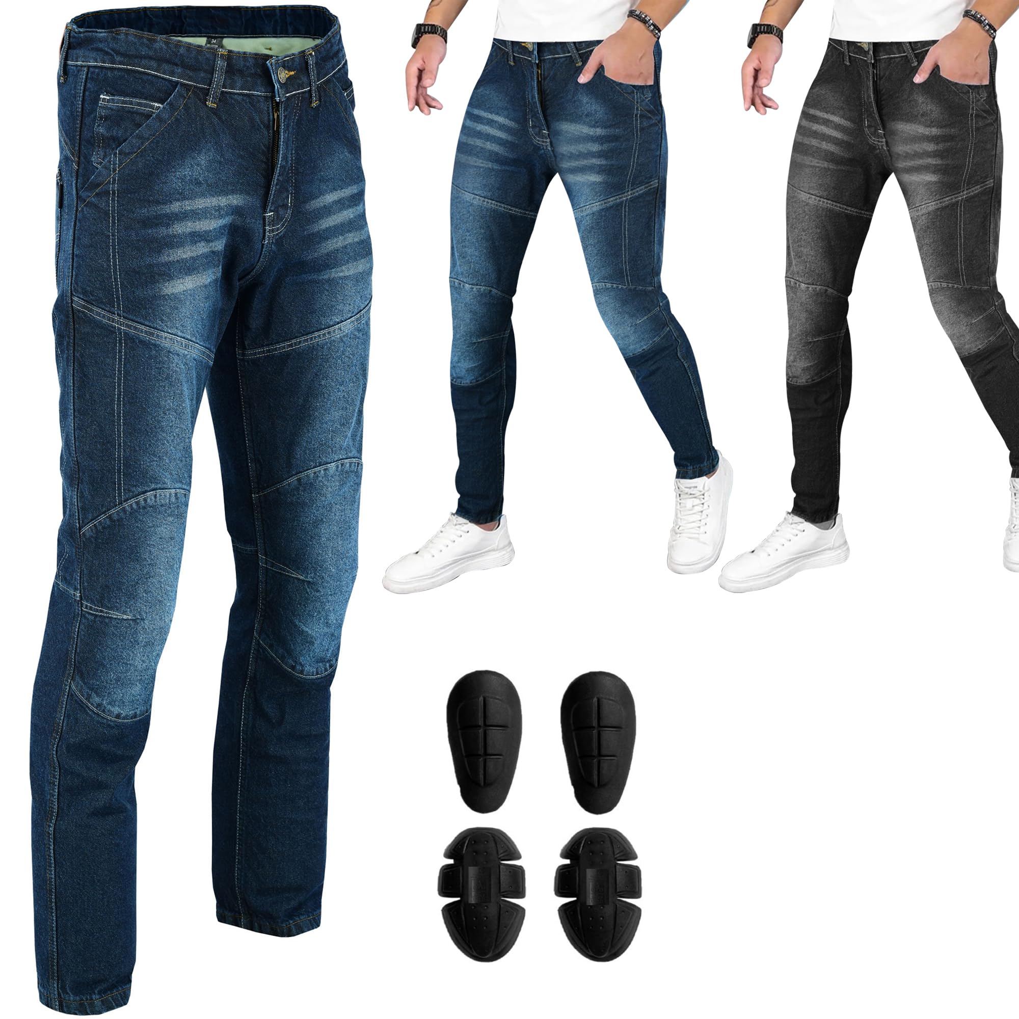 Herren-Motorradjeans aus Aramidfaser mit 4 Arten von Schutzausrüstung, Motorradhose für Motorradrennfahrer, Reithose
