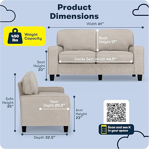 Miniatura 231 de Serta Palisades Sofás Tapizados para Sala, Sofá de Diseño Moderno, Tela, gris (Glacial Gray) gris (Glacial Gray),Beige,Marrón,Alforfón Beige,Marrón