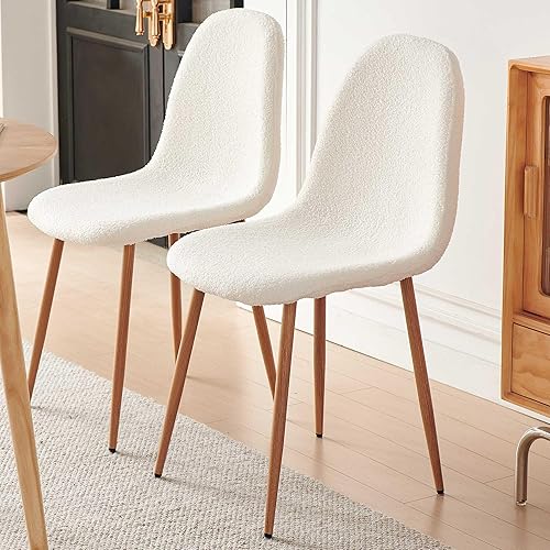 Miniatura 5 de Juego de 4 sillas de comedor y cocina, modernas sillas tapizadas para sala de estar, cómodas sillas de dormitorio de tela de peluche, sillas