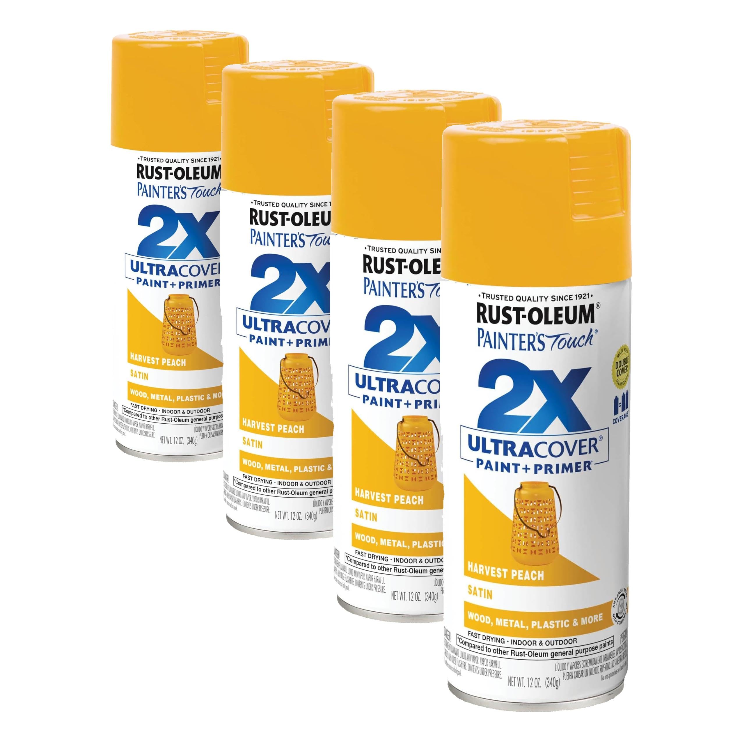 Rust-Oleum 366993 Painter's Touch 2X Ultra Cover Spray Paint, 12 oz, Satin Harvest Peach (Pack of 4)