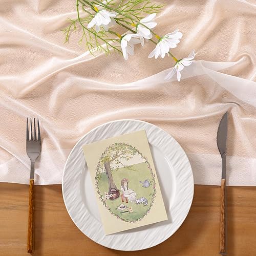 Miniatura 3 de Socomi 10 caminos de mesa de gasa blanca de gasa como camino de mesa de boda de 120 pulgadas de largo, bohemio, rústico, para decoración de