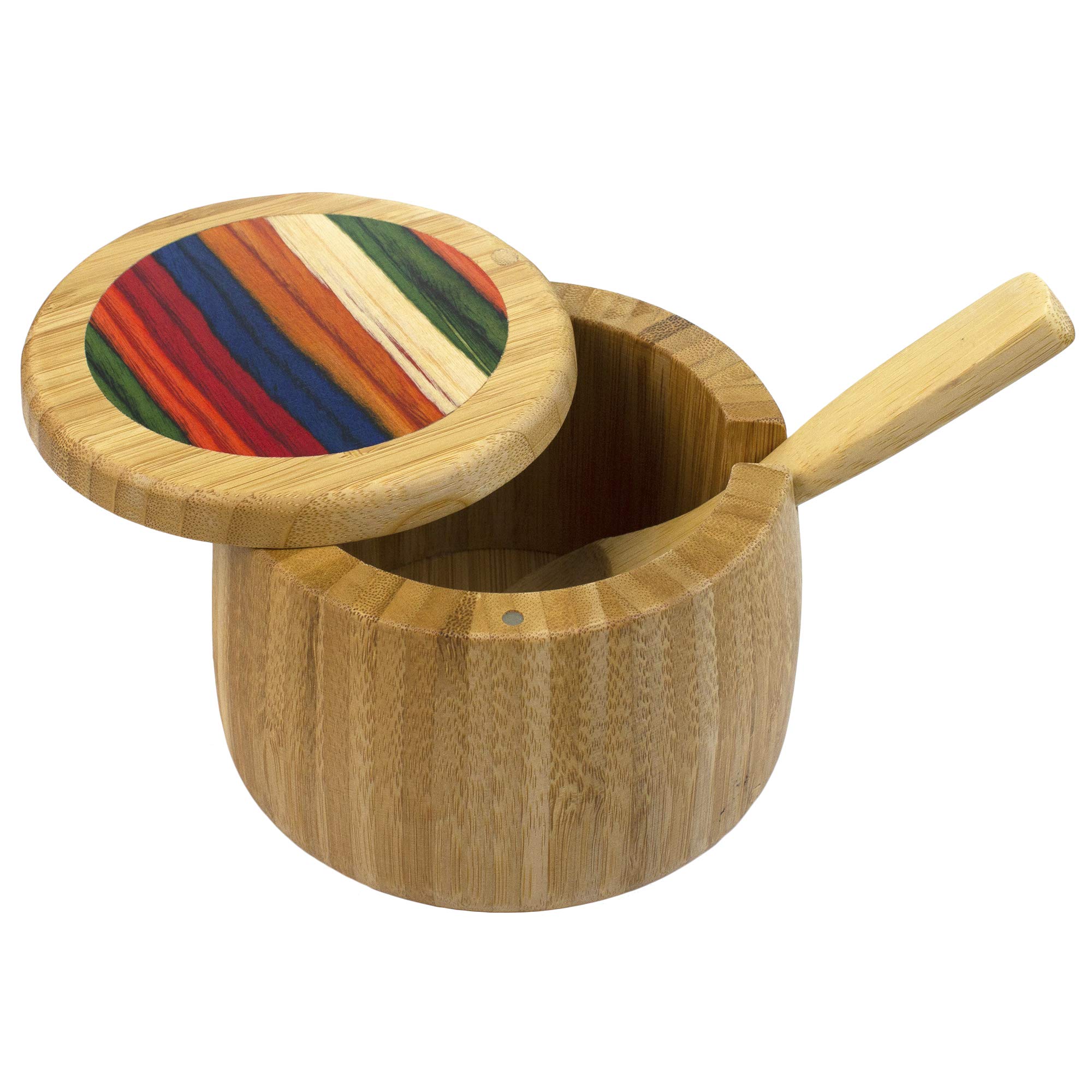 Baltique Marrakesh Collection Sugar Bowl with Sugar Spoon, Bamboo and Colored Birch Wood
