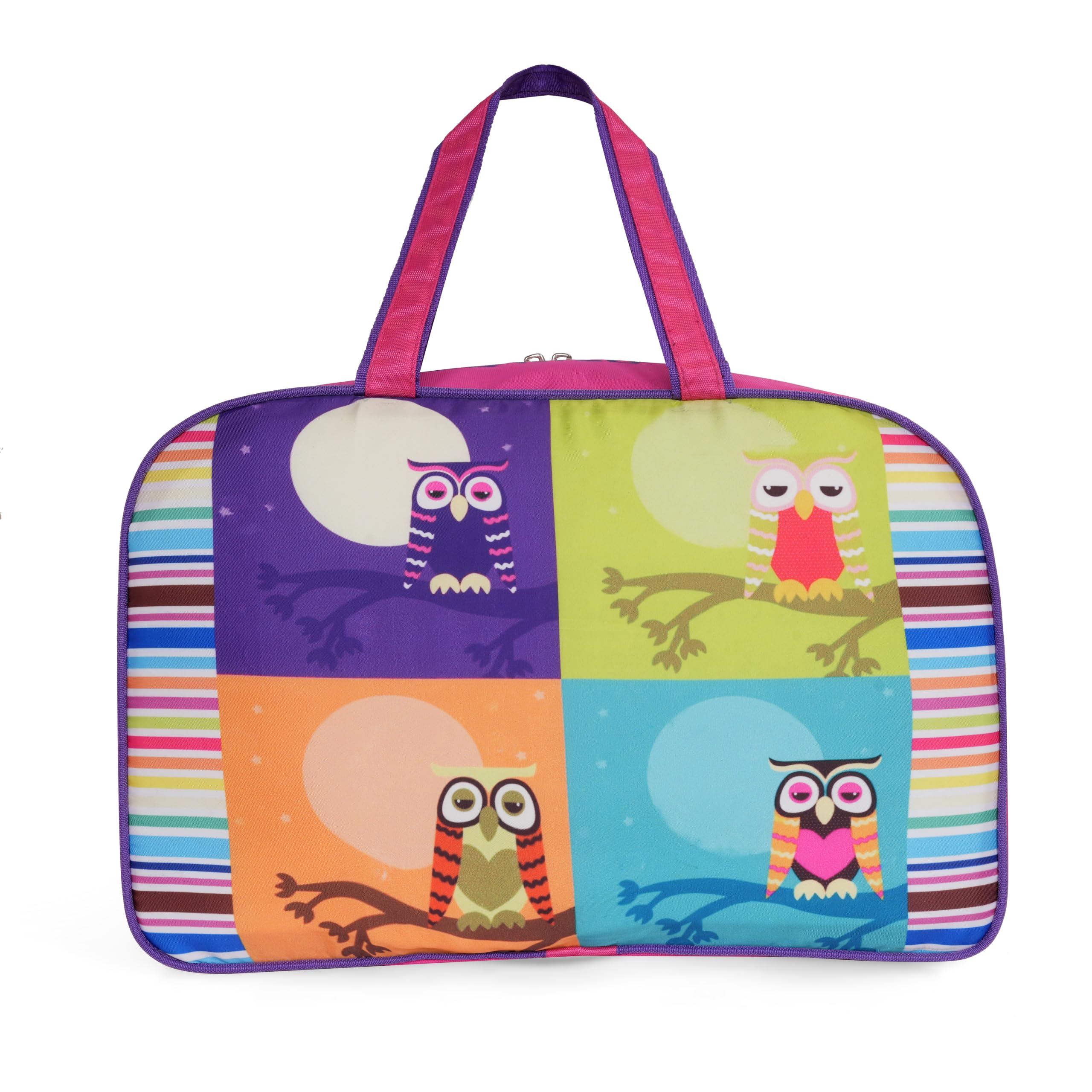utazo - bags onboard Utazo Tiny Travel Stylish Padded Duffle Gym Bag for Kids | Nylon Sports Dance Gymnastics Bag | Lightweight Travel Carry Bag for Gym Dance Class Picnic School Activities (Pink Kids Duffel Owl)-picture-17