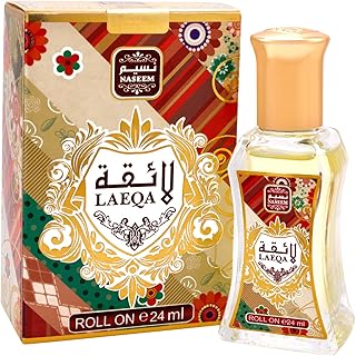NASEEM Laeqa Perfume Oil Rollerball Alcohol Free with composition of Rose Jasmine Fruity Musk Long Lasting Arabian Fragrance Oil for Women 0.81 Fl Oz