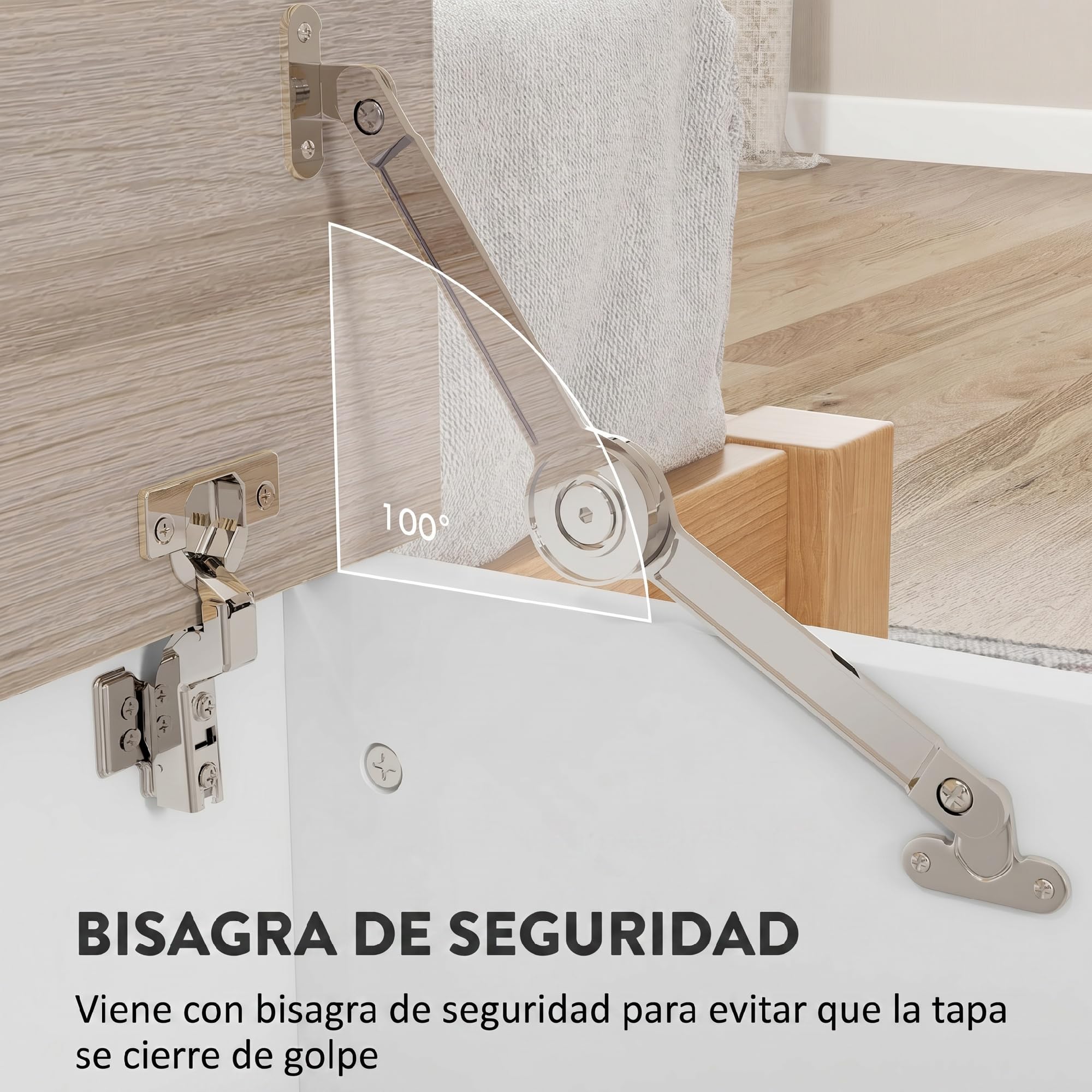 HOMCOM Baúl de Almacenaje Bisagra de Seguridad 100x40x40 cm Roble y Blanco | Banco de Almacenaje, Estilo Moderno, para Pasillo Dormitorio Salón