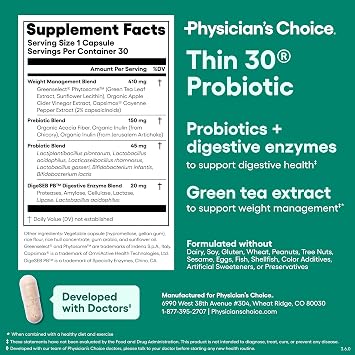 Physician's CHOICE Probiotics for Weight Management & Bloating, 30ct