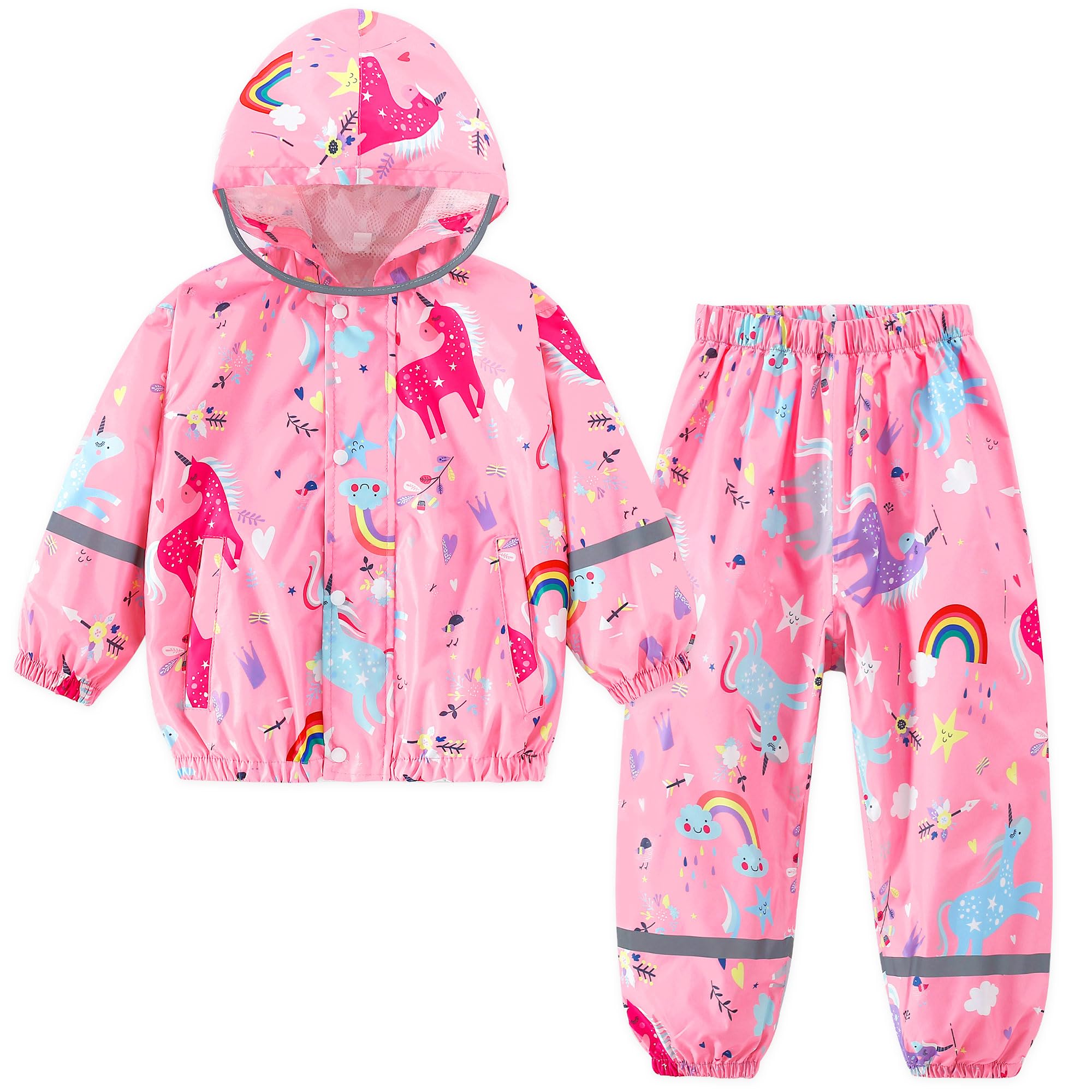Ensemble Imperméable Enfant 2 Pièces - Veste à Capuche Et Pantalon, Réfléchissant, Léger - 1 à 7 Ans
