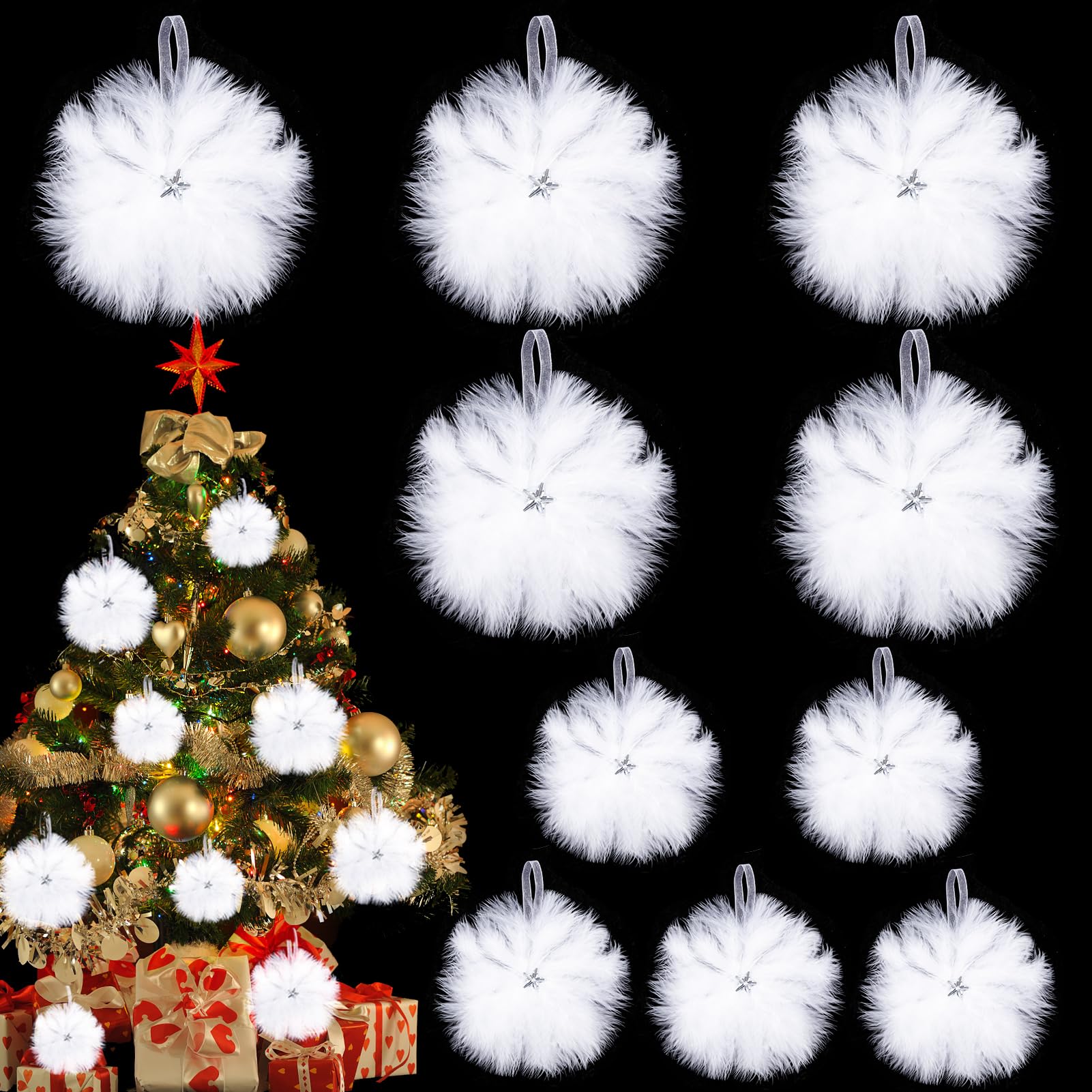 HOWAF 12 Plume Blanche Decoration Noel Blanc, Ailes En Plumes