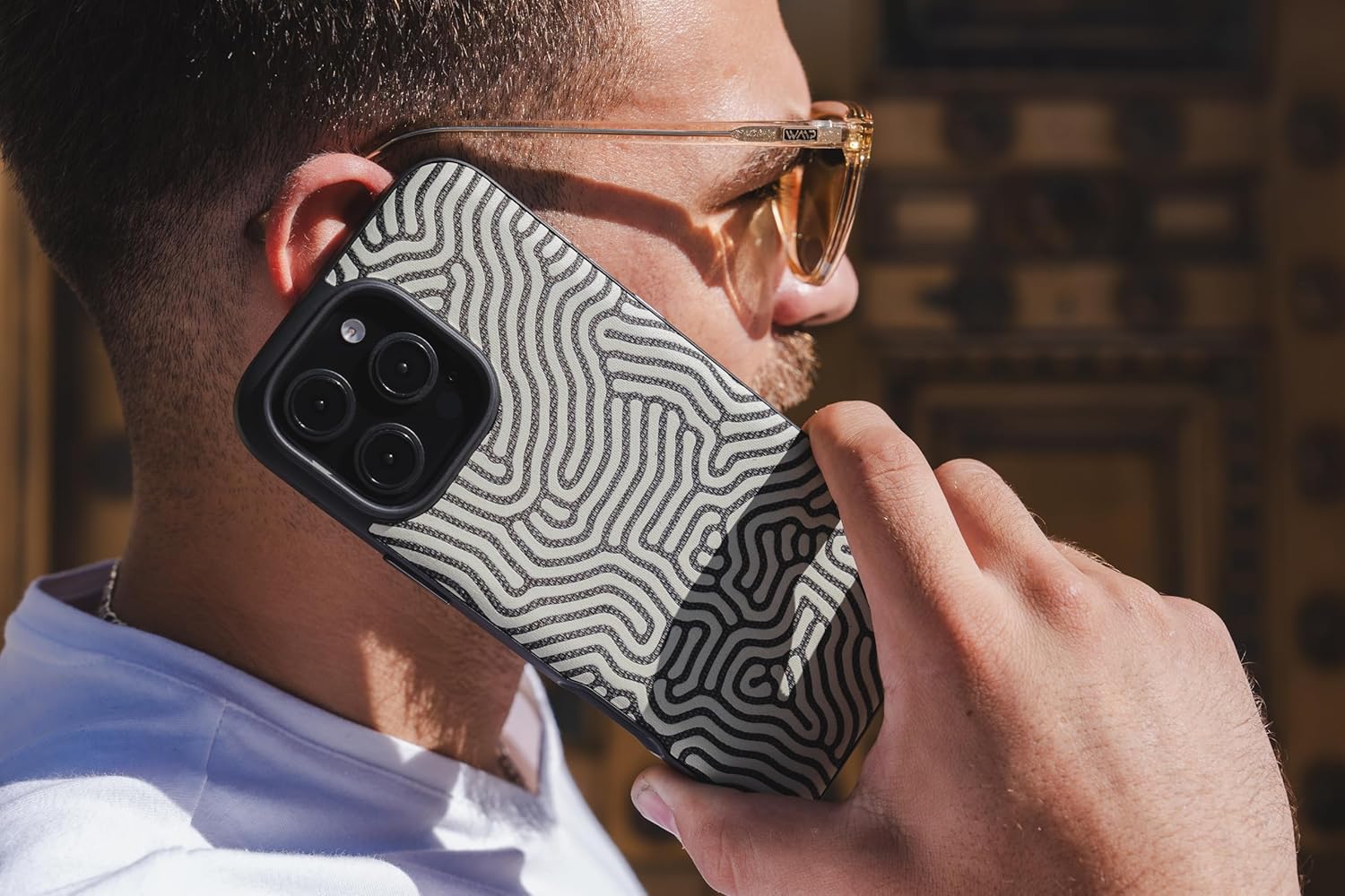 ZAGG London Snap Case for iPhone 16 Pro – Glow in The Dark Maze Fabric Design, MagSafe Compatible, 13ft Drop Protection, Graphene Reinforced, Wireless Charging, Fabric Finish, Maze Glow