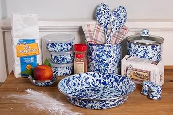Golden Rabbit Enamelware 2-piece Spoon Set, Slotted and Regular, Ocean