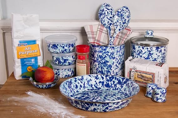 Golden Rabbit Enamelware 2-piece Spoon Set, Slotted and Regular, Ocean