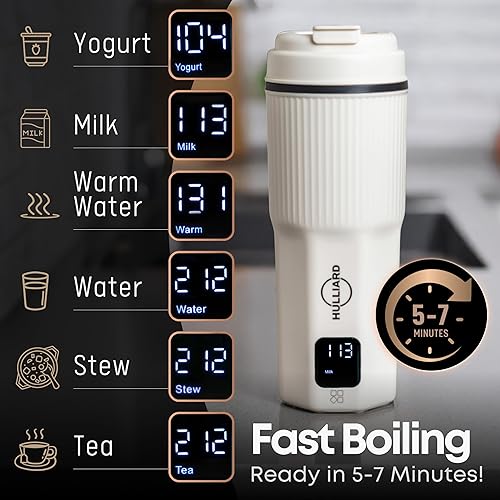 Miniatura 3 de Hervidor eléctrico de viaje, acero inoxidable 316, hervidor de té portátil y calentador de agua, caldera de agua portátil de 15.2 fl oz, 6 ajustes