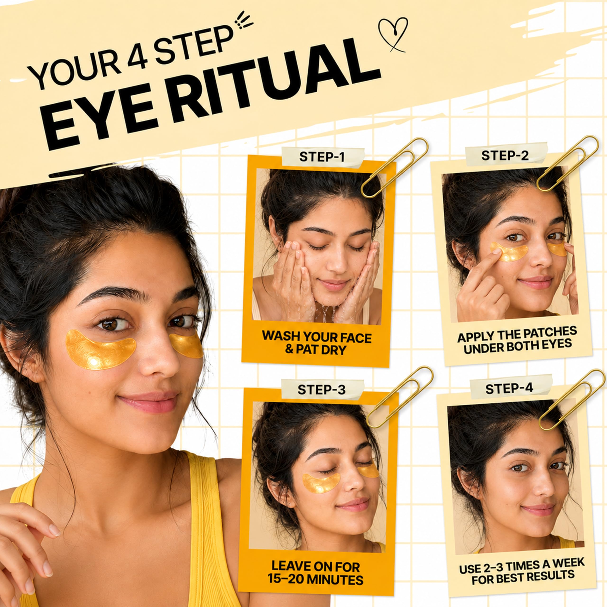 Under Eye Patches for Dark Circles, Puffy Eyes, Fine Lines & Wrinkles, Cooling Hydrogel Eye Mask with Hyaluronic Acid, Brown Seaweed Extract & Castor Oil, Soothing Under Eye Care for Brighter-Looking Skin, Set of 3 — Amazon image 3