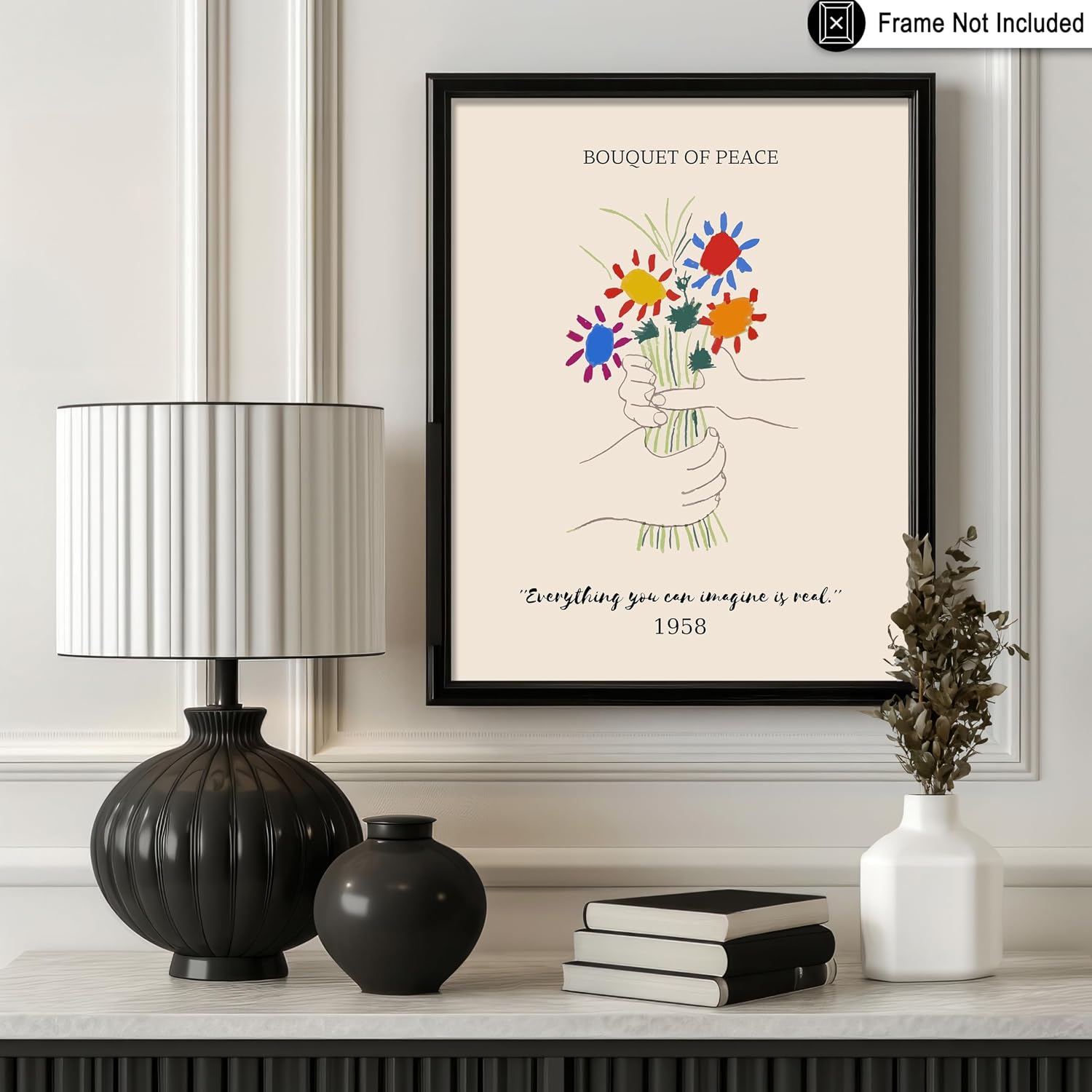Poster Master Vintage Poster - Retro Bouquet of Peace Print - Flower Art - Gift for Men, Women, Student, Teacher - Floral Decor for Office, Classroom, Library, Dorm - 8x10 UNFRAMED Wall Art