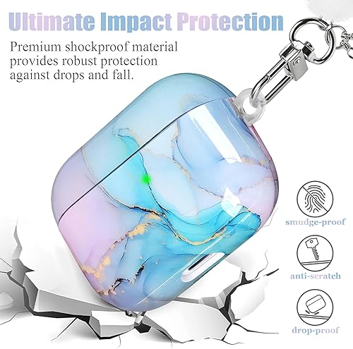 Miniatura 3 de Funda de mármol para Airpods 3, bonita funda estética compatible con Air Pods de 3 generación (2021), carcasa para niñas, rosa y azul