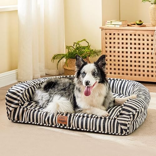 Cama para perros grandes  Cama de lona lavable para mascotas, transpirable y entrada de bajo escalón, fácil para perros mayores, 36 x 27 x 7 pulgadas