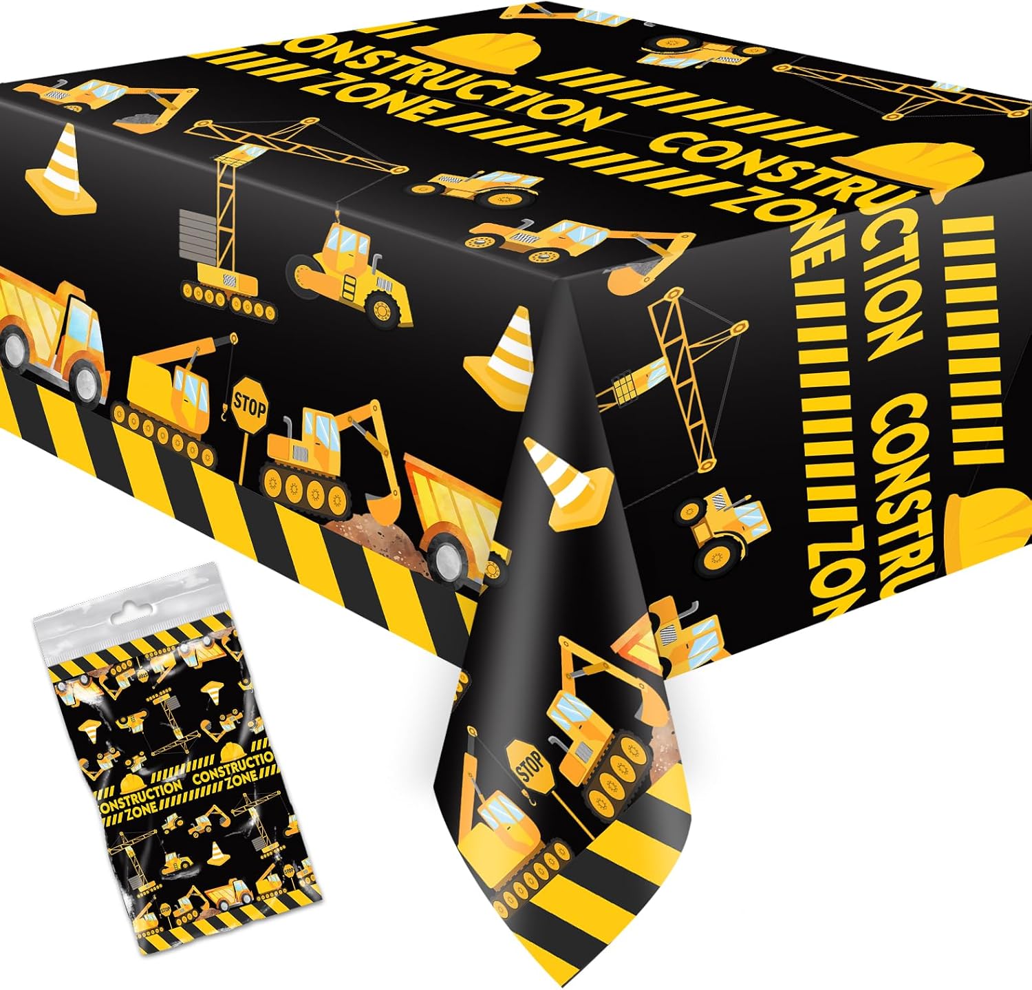 Construction Table Cloth 54 x 108 Inch Dump Truck Table Covers for Construction Theme Boys Baby Shower 1st 2nd 3rd 4th Birthday Party Supplies Table Decorations Favors