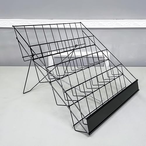 Miniatura 6 de FixtureDisplays Estante para firma de libros de 4 niveles, pantalla de CD, estante de alambre de 18 pulgadas para uso de mesa, estantes abiertos de