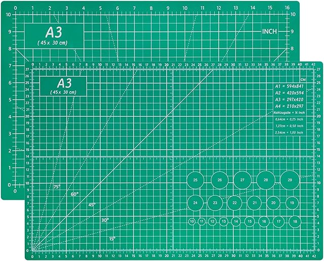 Cutting Mat A3 - Self Healing Sewing Mat, 5-Ply Double Sided Craft Mat Cutting Board for Fabric, Sewing, Quilting and Crafting, Imperial/Metric