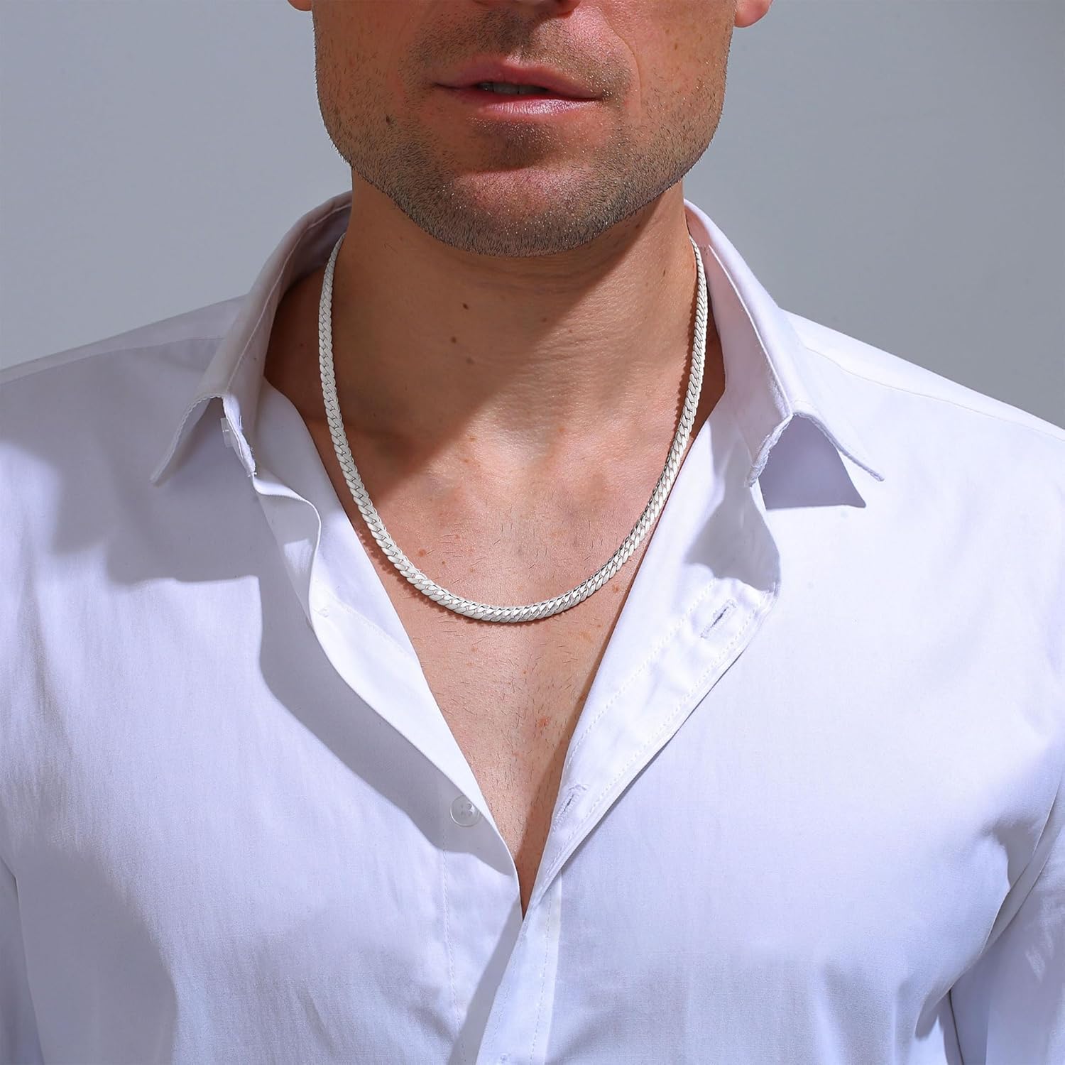 S925 Sterling Silver Chain Necklace for Men, Sterling Silver Cuban Link Curb Chain Necklace for Women Men Jewelry Holiday Gift 18 20 22 24 Inch - Image 3