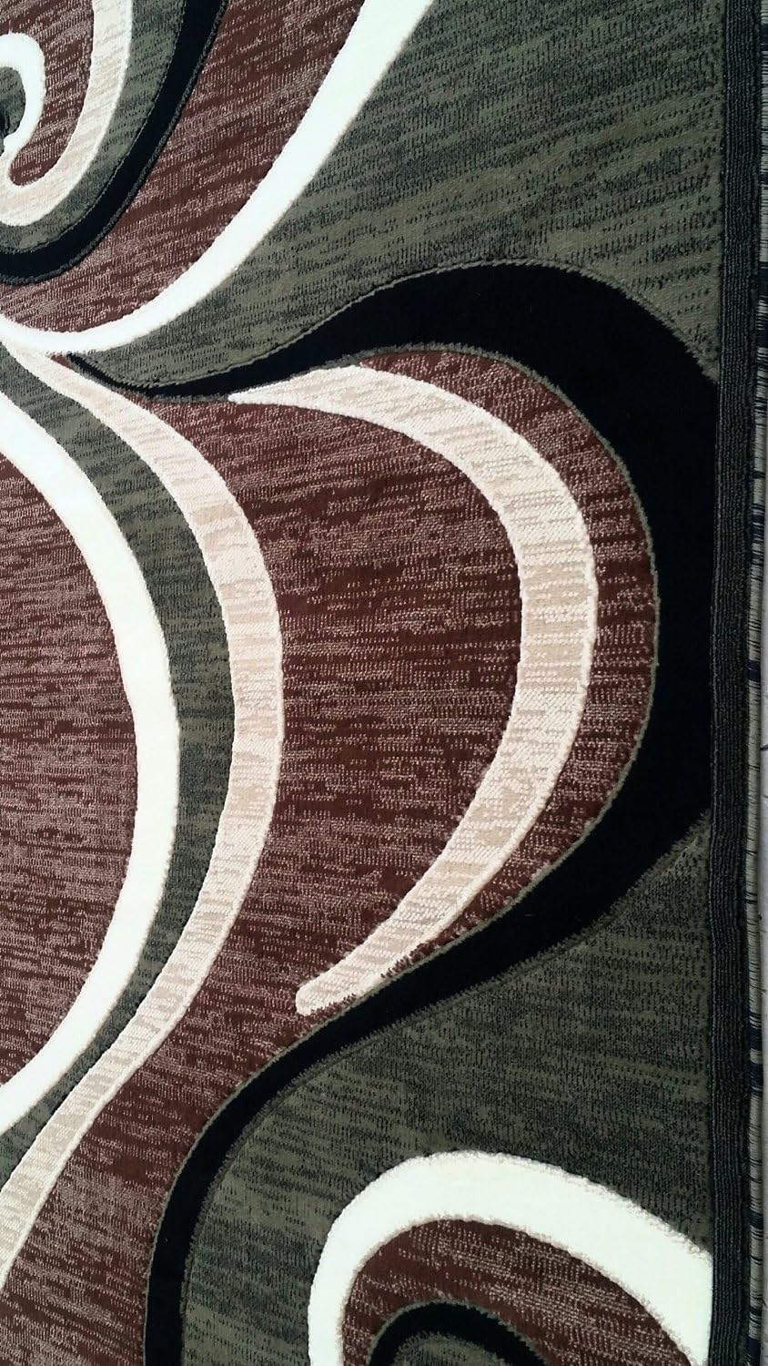 Americana Modern Square Contemporary Area Rug Green Design 144 (7 Feet 3 Inch X 7 Feet 3 Inch)