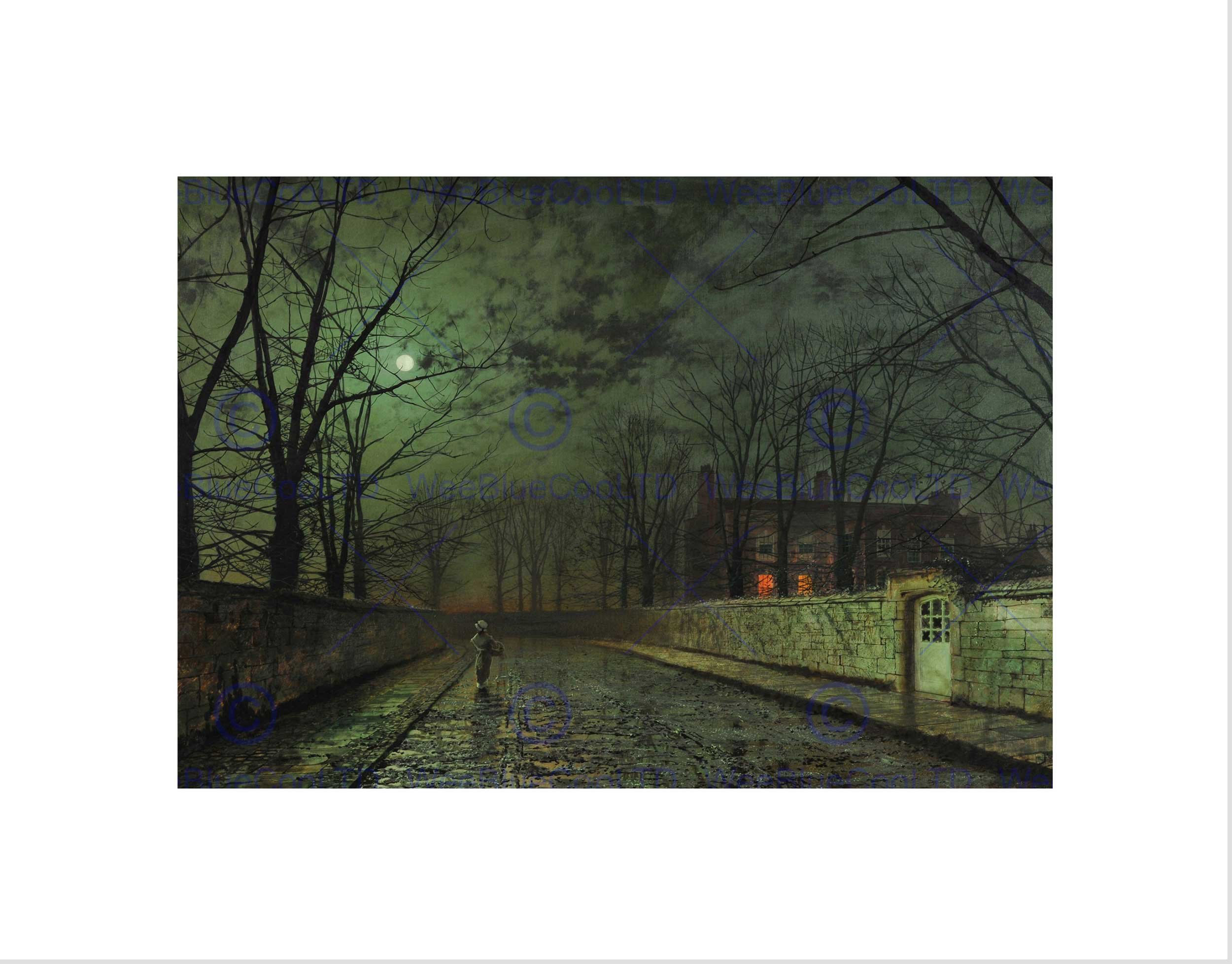 Wee Blue Coo John Atkinson Grimshaw Moonlit Street Old Master Wall Art Print