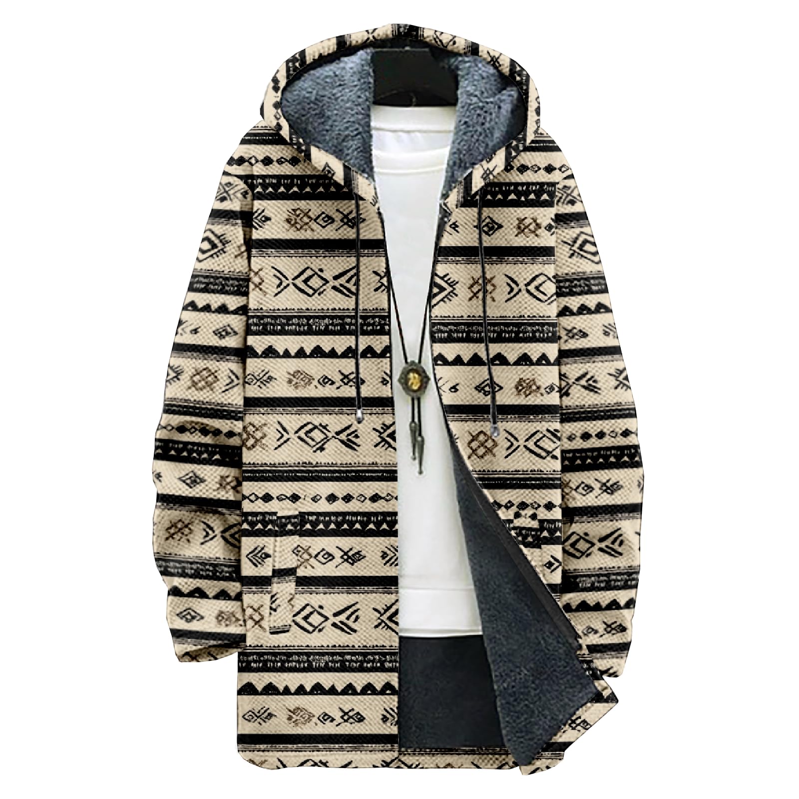 Full Zip Hoodies for Men Long Fleece Lined Knitted Hoodies with Pockets Fashion Coat Warm Cardigan for 2024