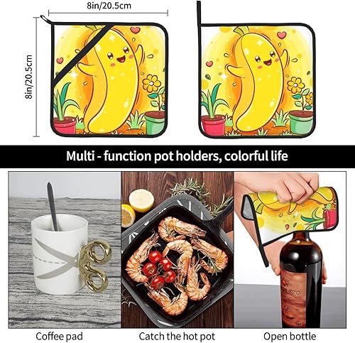 Miniatura 7 de Agarraderas básicas de girasol para cocina, uso diario, con flores de otoño, resistentes al calor, para cocinar, hornear, barbacoa, paquete de 2, 8