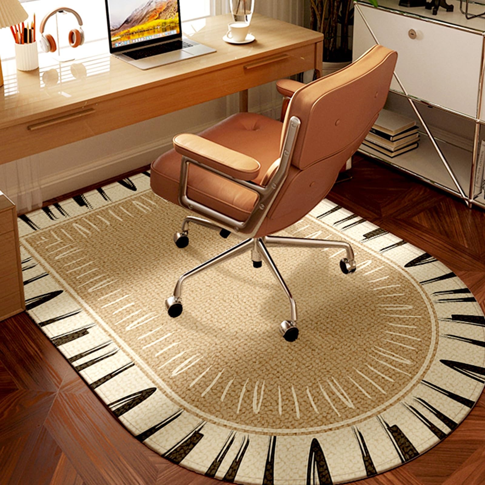 Tapete marrón para silla de oficina para alfombras y suelos de madera dura, tapete de escritorio antideslizante para alfombras de pelo bajo, fácil de enrollar y fácil de limpiar, 100 x 160 cm