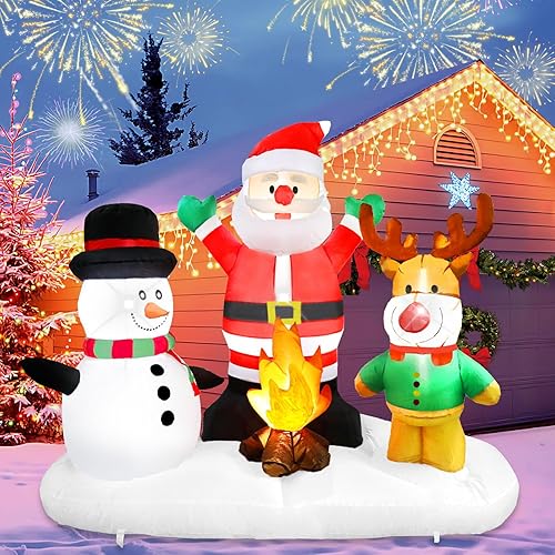 Hazms Inflables grandes de Navidad de 10 pies para decoración al aire libre, tren, Papá Noel, muñeco de nieve, inflables de Navidad, oso de árbol,