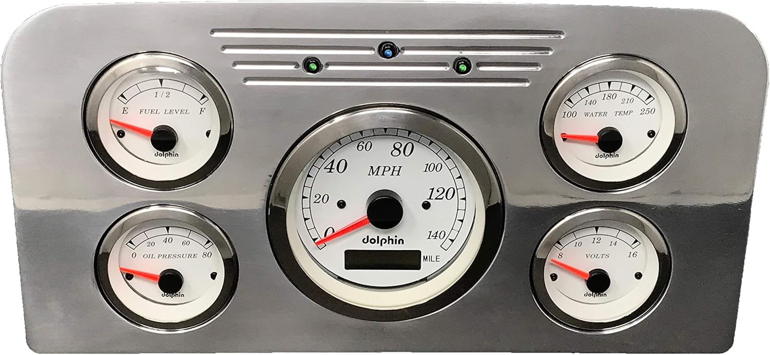 Dolphin Gauges Compatible with 1937 1938 Ford Truck 5 GPS Gauge Dash Cluster Panel Set White